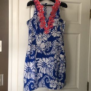Lily Pulitzer size 6 blue/white/pink trim dress